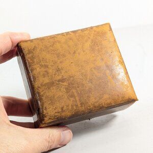 Distressed brown leather storage box, cufflink tieclip jewelry case